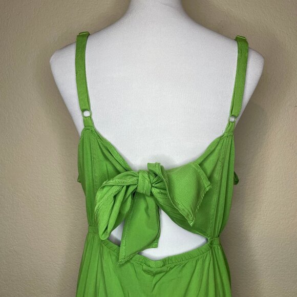 Torrid Emerald Green Wide Leg Jumpsuit Tie Back Plus Size Holiday 20/22 Comfy - Picture 8 of 16